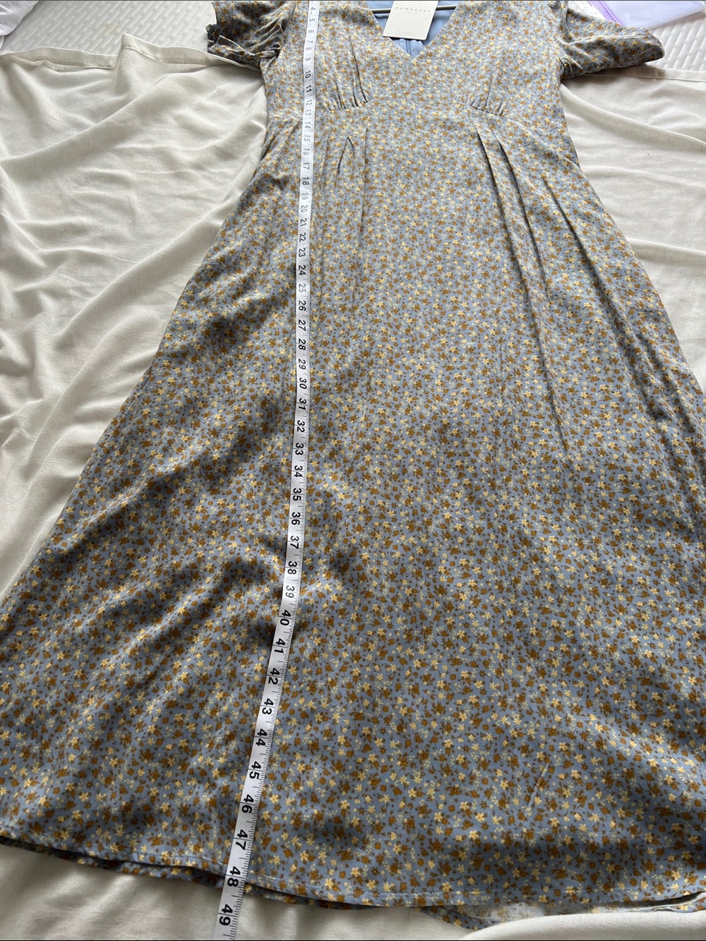 Bonita Dress NWT Medium Blue Floral Ditzy Print Rayon Midi Maxi Dress Pockets - Picture 10 of 11